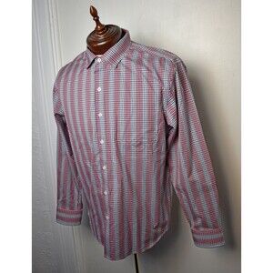 Tommy Bahama Cotton/Silk Pink Navy White Checkered Long Sleeve Shirt - Men's M